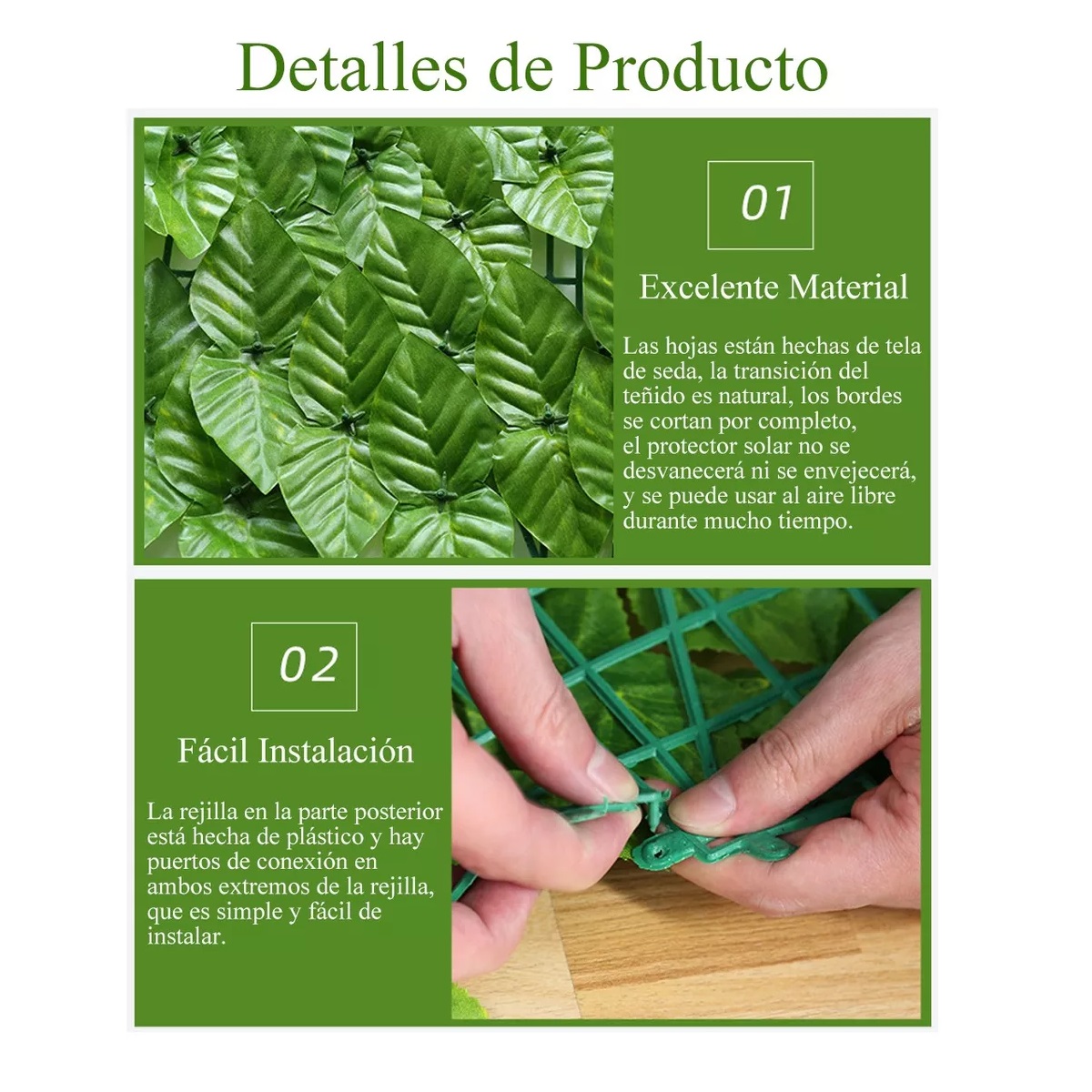 Follaje Rollo Muro Verde Planta Artificial Enredadera 1*3m Eneldo Verde