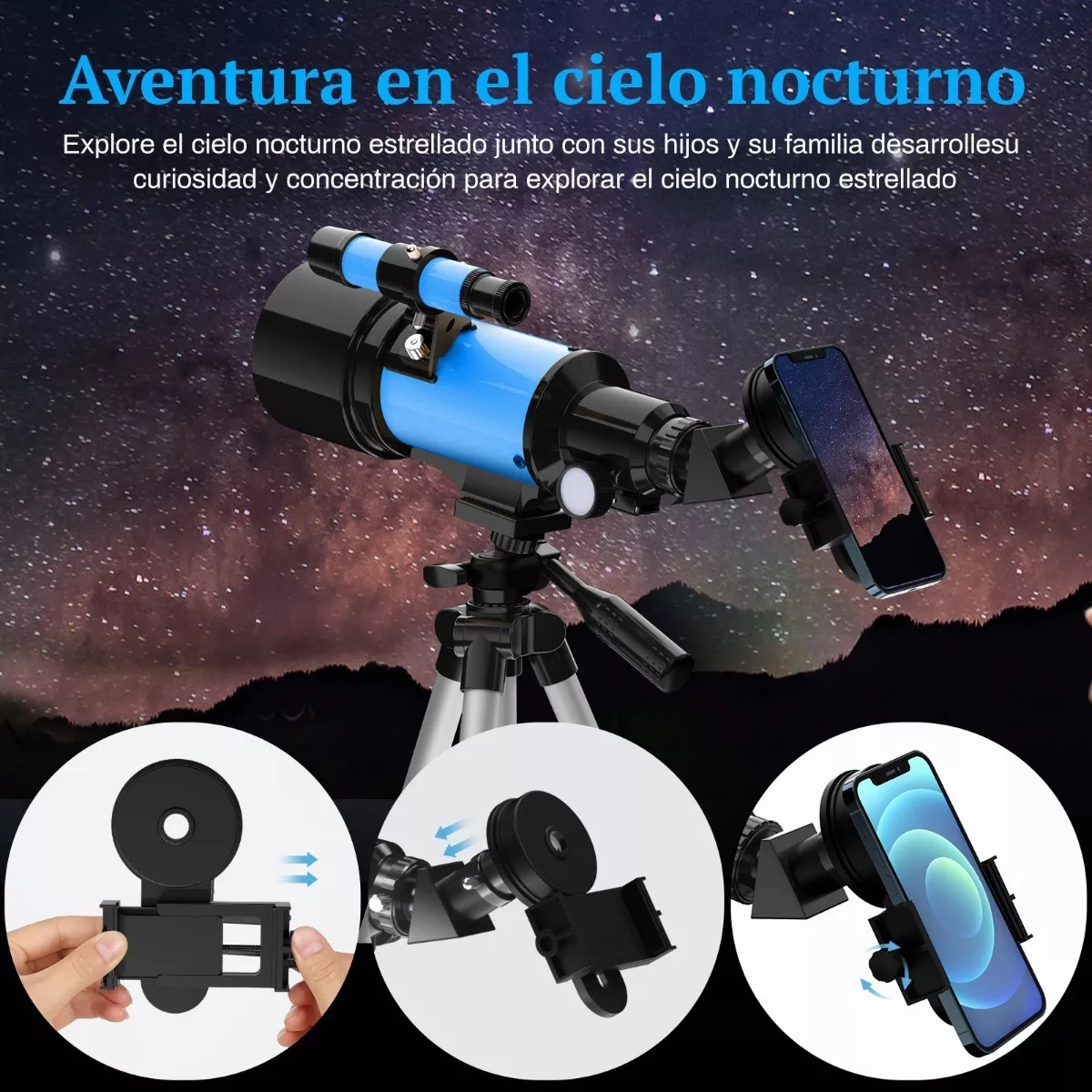 Telescopio Astronomico 70/300mm Per Principianti - Portatile Con Treppiede, Oculari Multipli, Ideale Per Luna E Osservazione (15-150X)