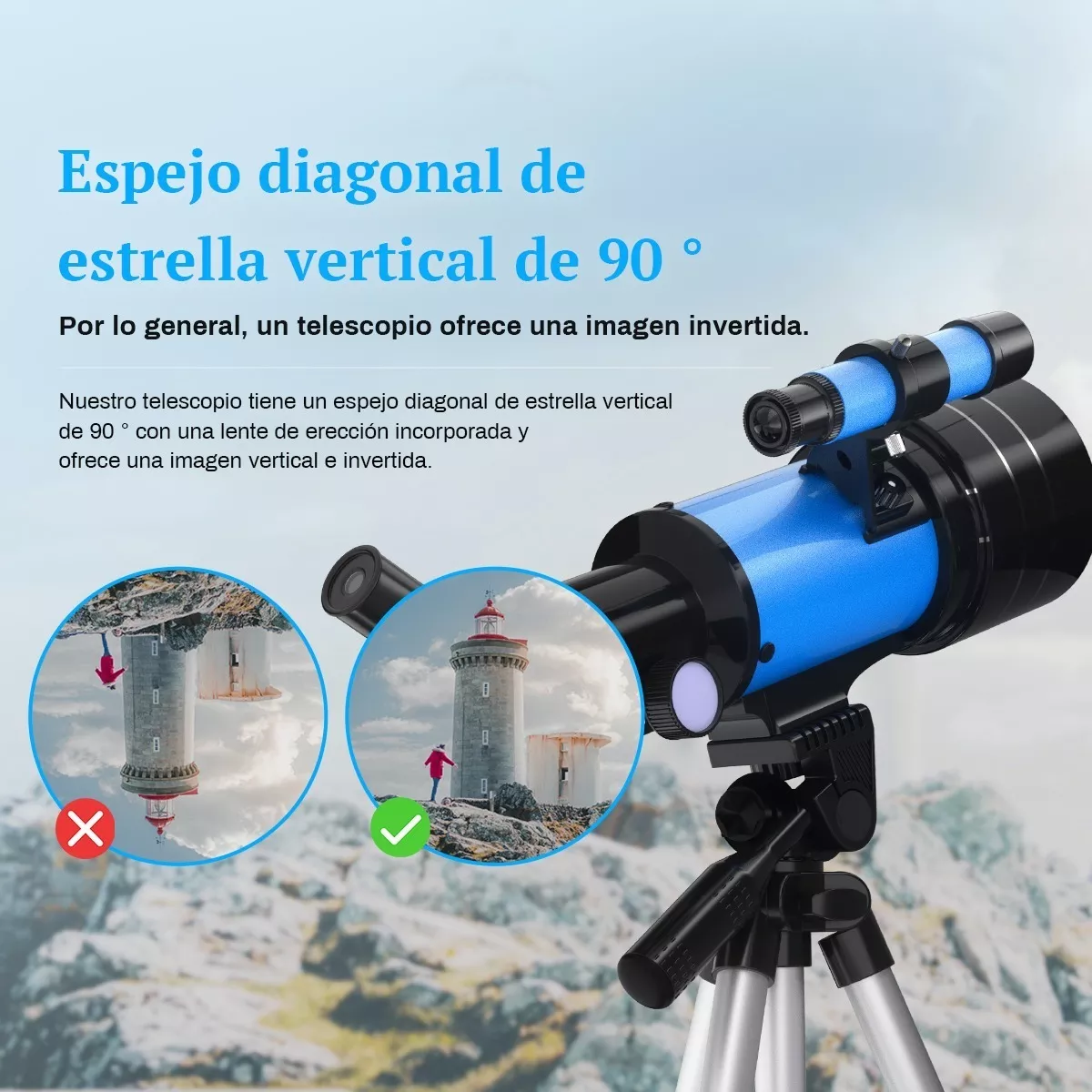 Telescopio Astronómico Profesional 70/300mm Monocular 150x Azul