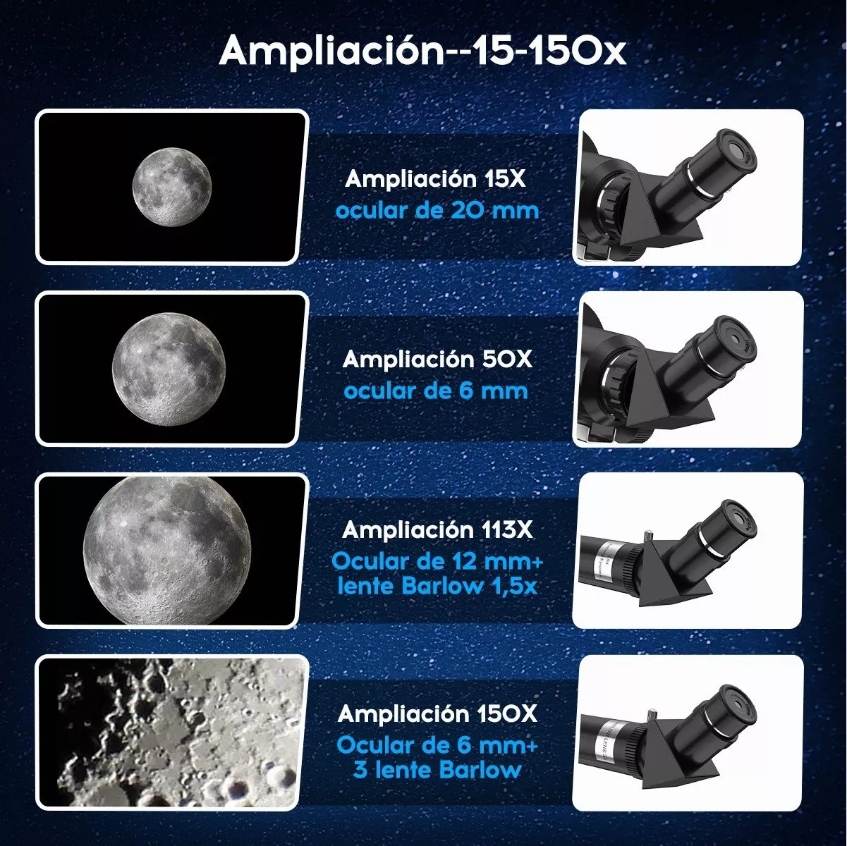 Telescopio Astronómico Monocular Profesional 70/300mm 150x Blanco