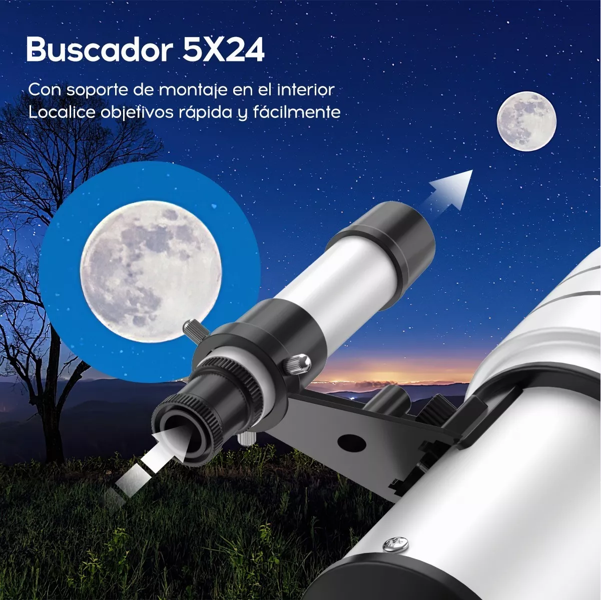 Telescopio Astronómico Monocular Profesional 70/300mm 150x Blanco