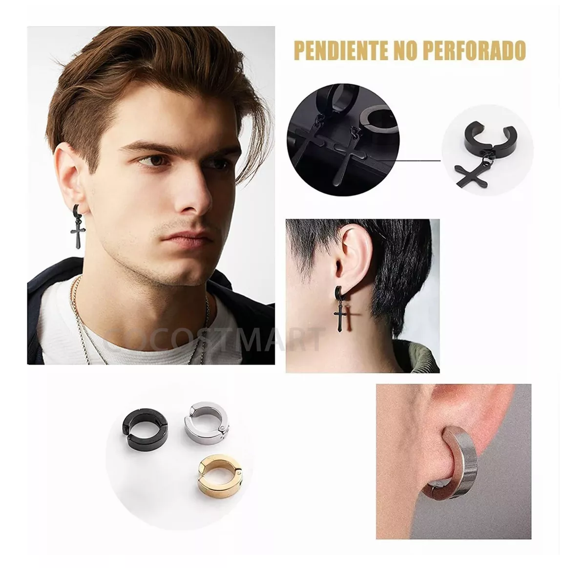 Aretes Piercing Falsos De Acero Inoxidable Para Hombre 20 Pzs Multicolor