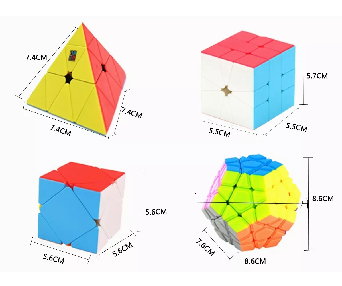 Paquete 4 Cubos Rubik Moyu Megaminx + Skewb  Colores 