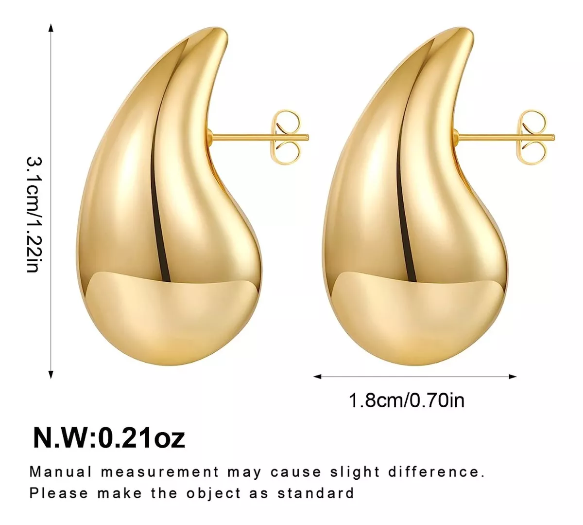 Aretes De Gota De Agua Para Mujer 1 par Dorado