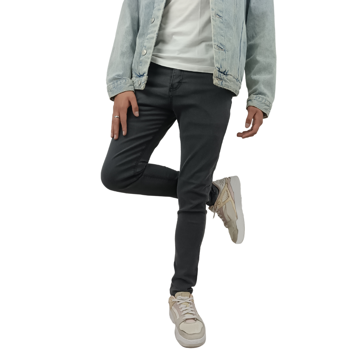 JEANS SKINNY STRETCH GRIS