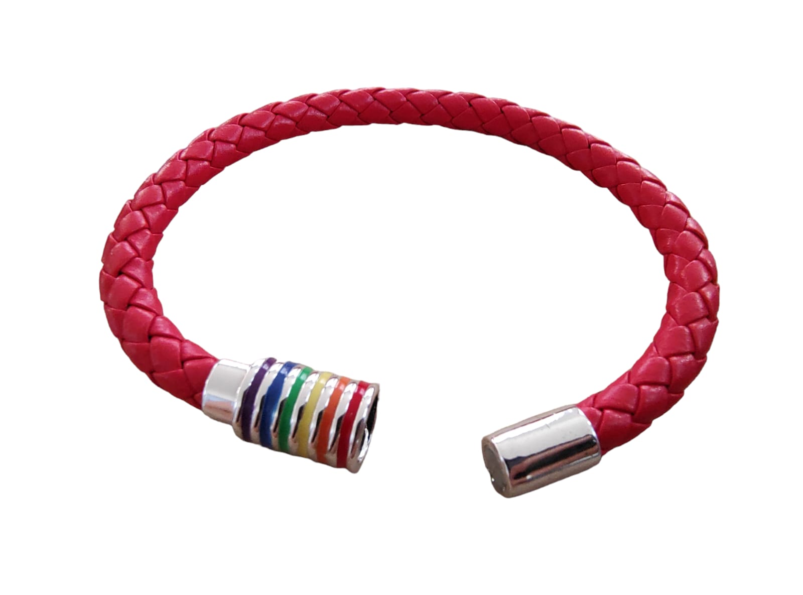 Pulsera Orgulllo Gay Lgbt Vinipiel Rojo Broche Iman 