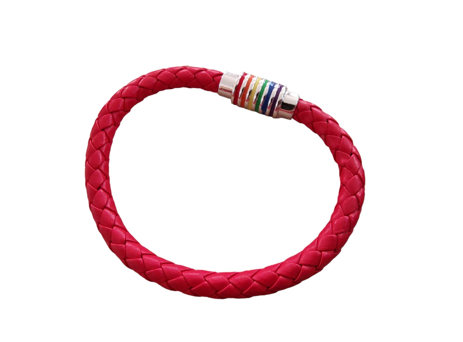Pulsera Orgulllo Gay Lgbt Vinipiel Rojo Broche Iman 