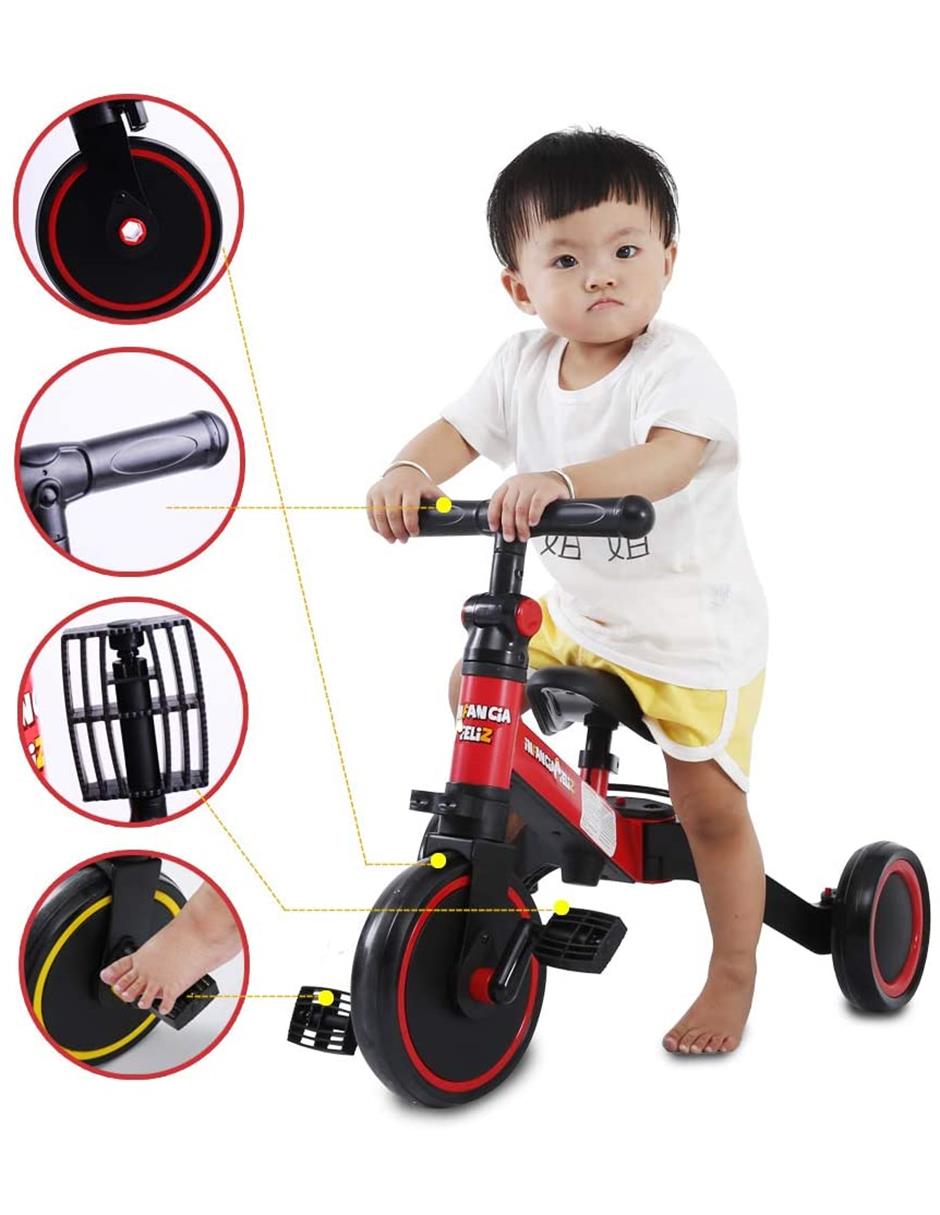 Triciclo Transformable en Bicicleta Entrenadora Rojo