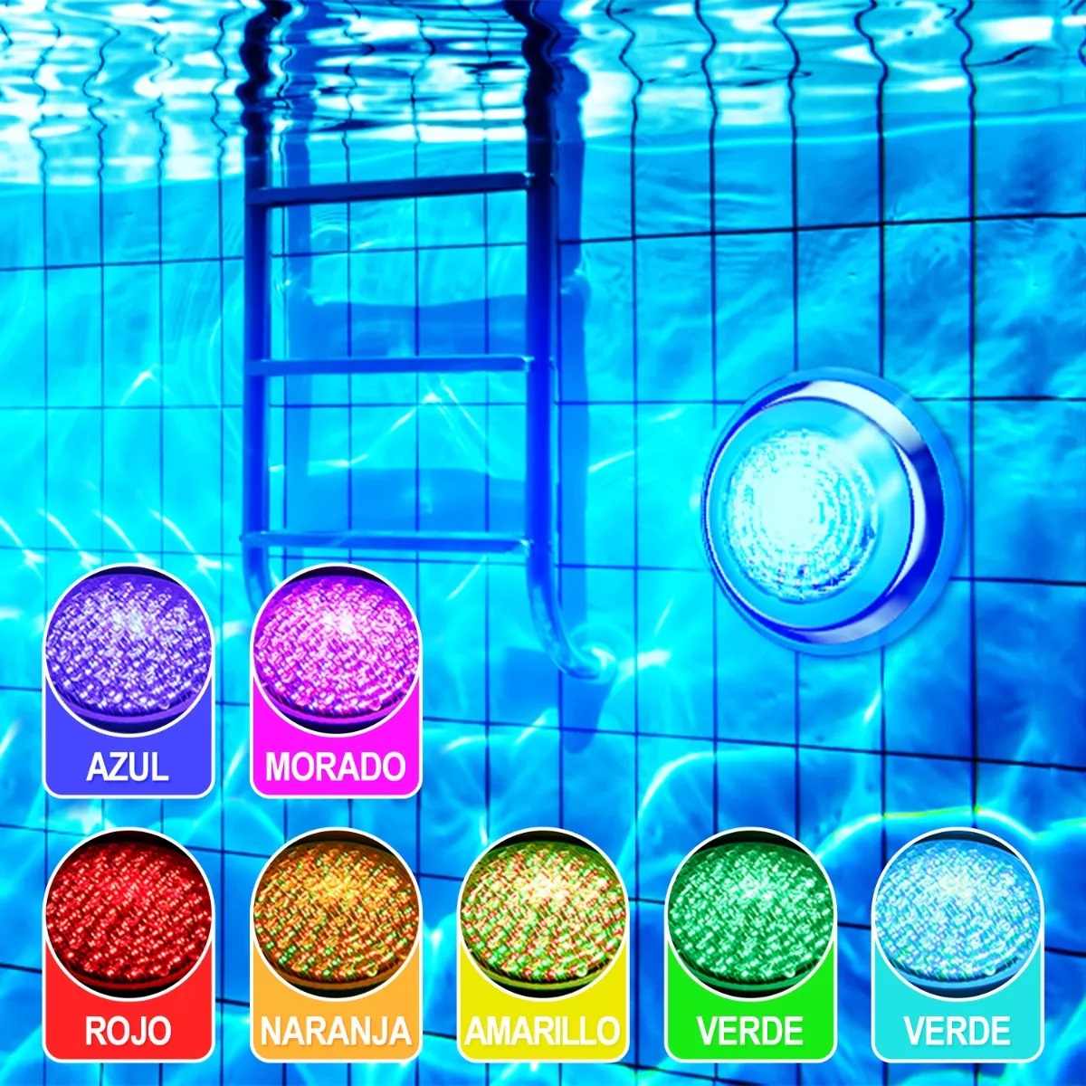 Lampara Para Alberca Rgb + Transformador Control Remoto 25w