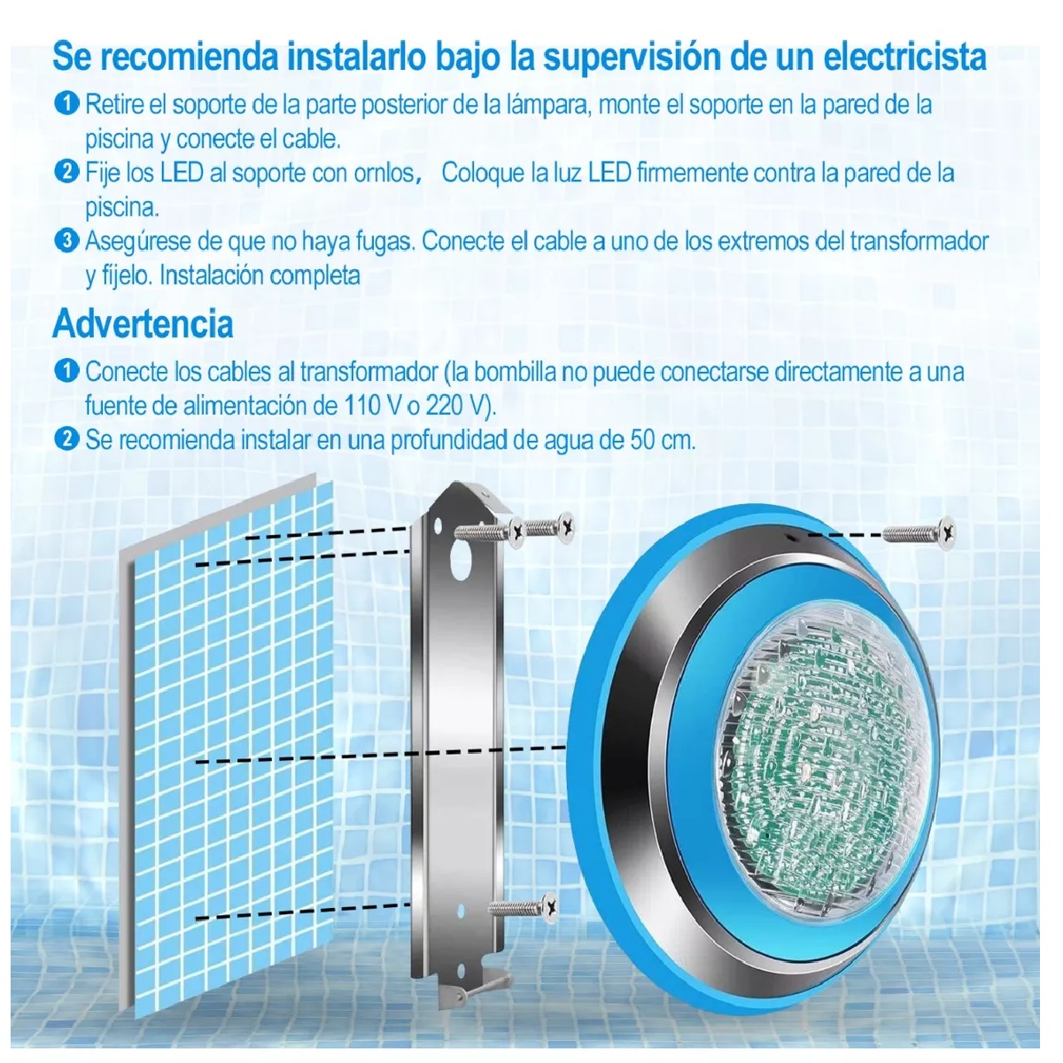 Par 2pc Luces Para Alberca 35w+80w Transformador 1 Con 2 Lampara