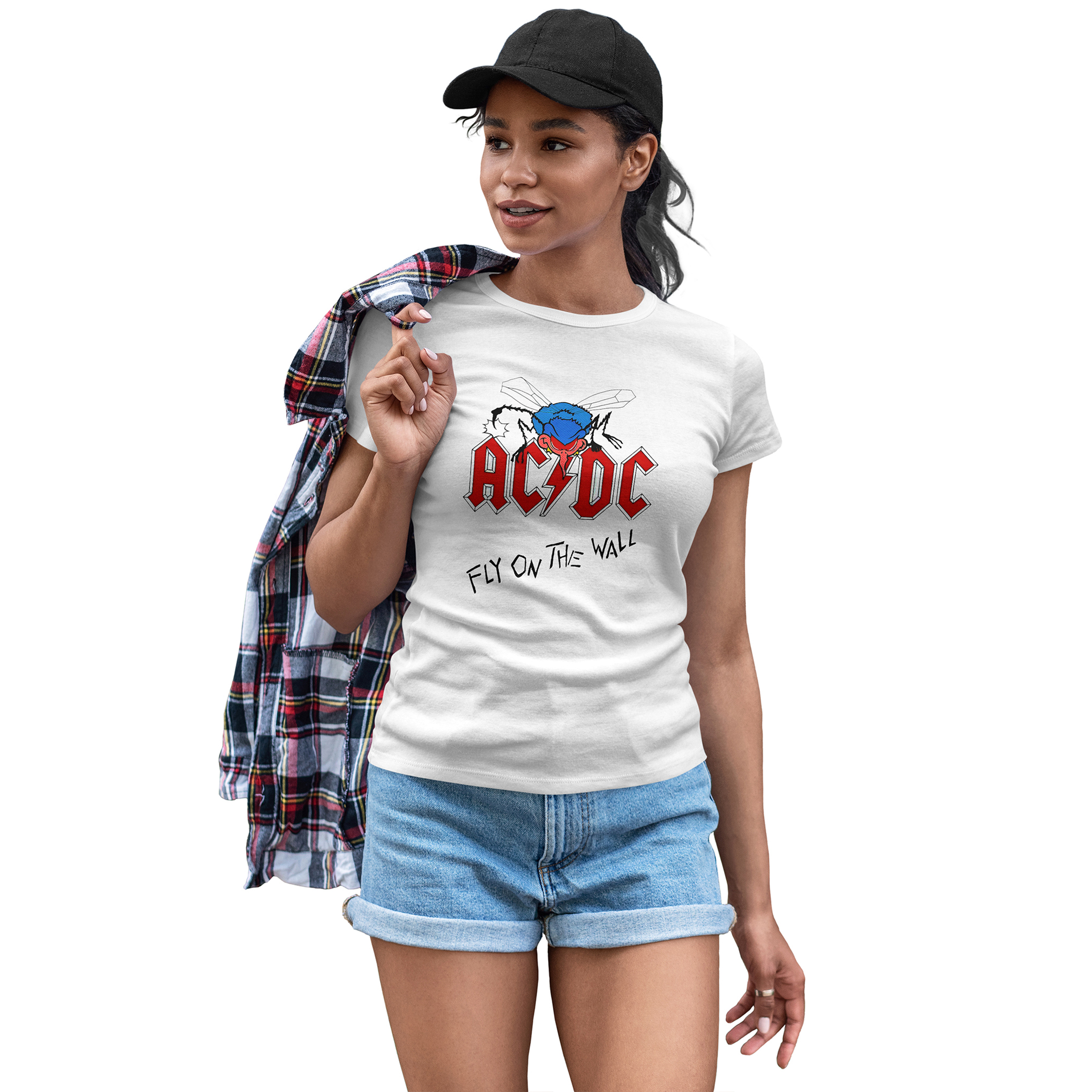 Playera Casual Blanca para Dama ACDC Rock Metal