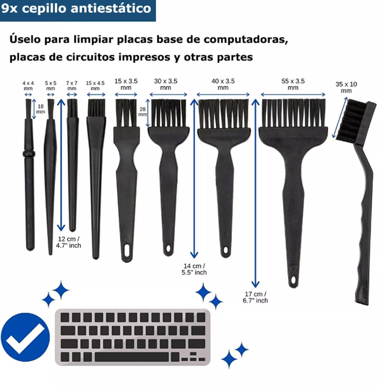 Kit De Cepillos Antiestáticos Limpieza Teclado