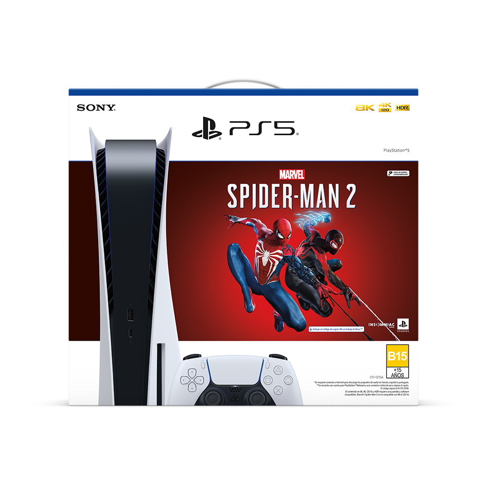 Pack Consola PS5 Slim Spiderman 2 Lector 1TB + Funda para Mando