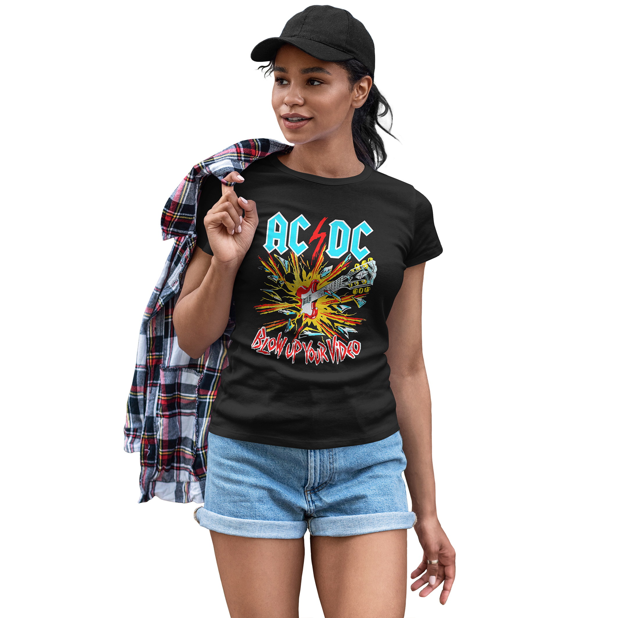 Playera Casual Negra para Damas ACDC Rock Metal