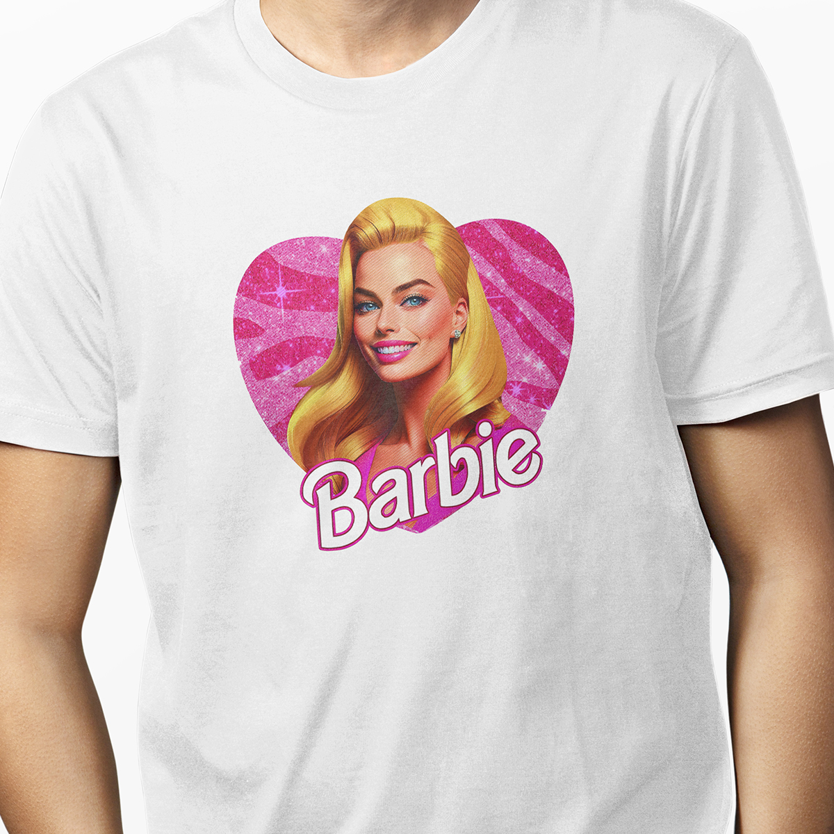 Playera Casual para Hombre Barbie Blanca