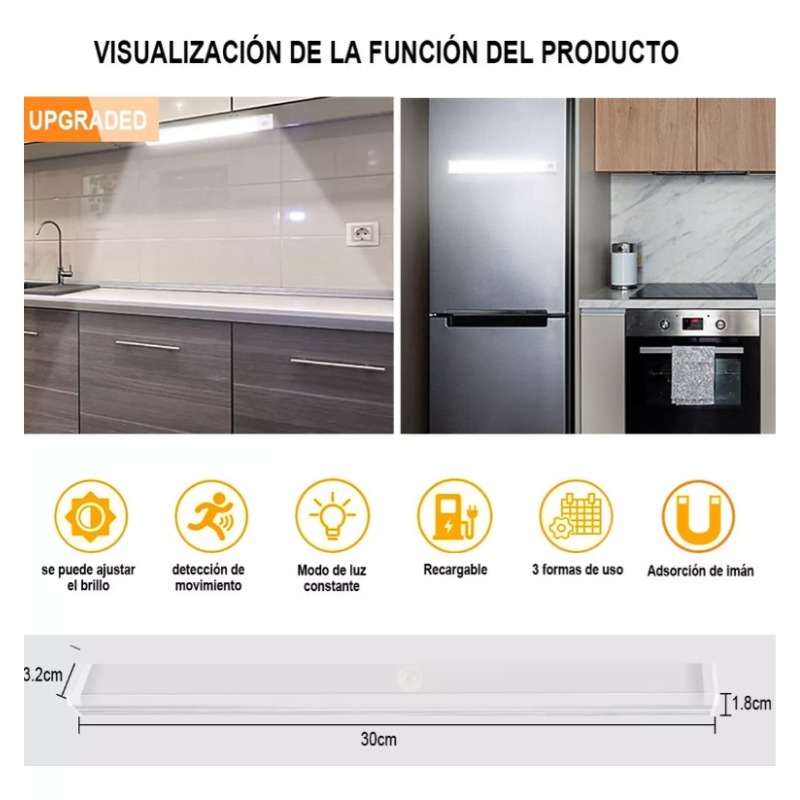 Lámpara Sensor De Movimiento Luz Usb Regulable 20 Focos Led.