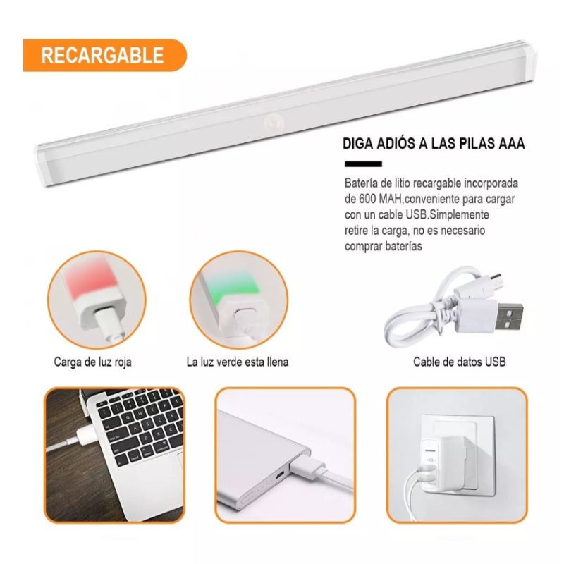 Lámpara Sensor De Movimiento Luz Usb Regulable 20 Focos Led.