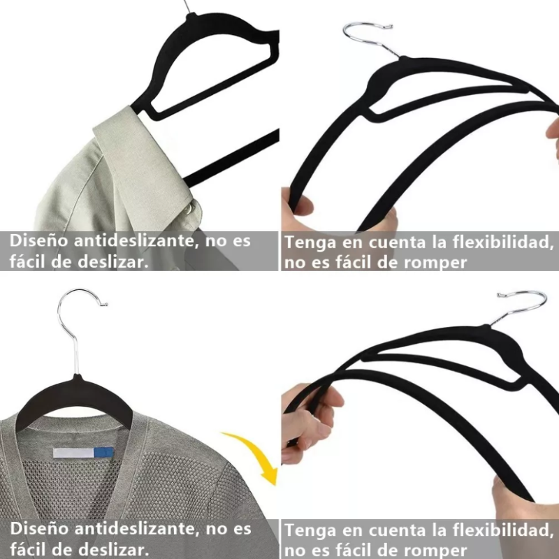 Ganchos para ropa  De Terciopelo Antideslizantes, Set 20 Piezas.