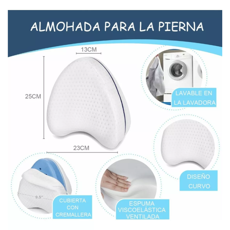 Almohada Ortopedica Ergonomica Piernas Rodillas Memory Foam.