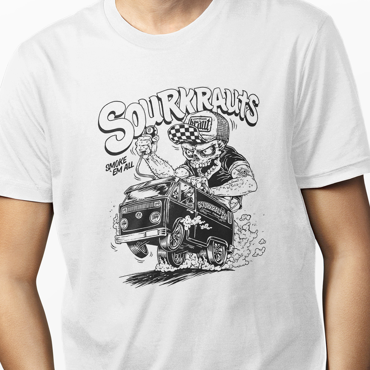 Playera Casual Blanca para Hombre Volkswagen en Estilo Urbano