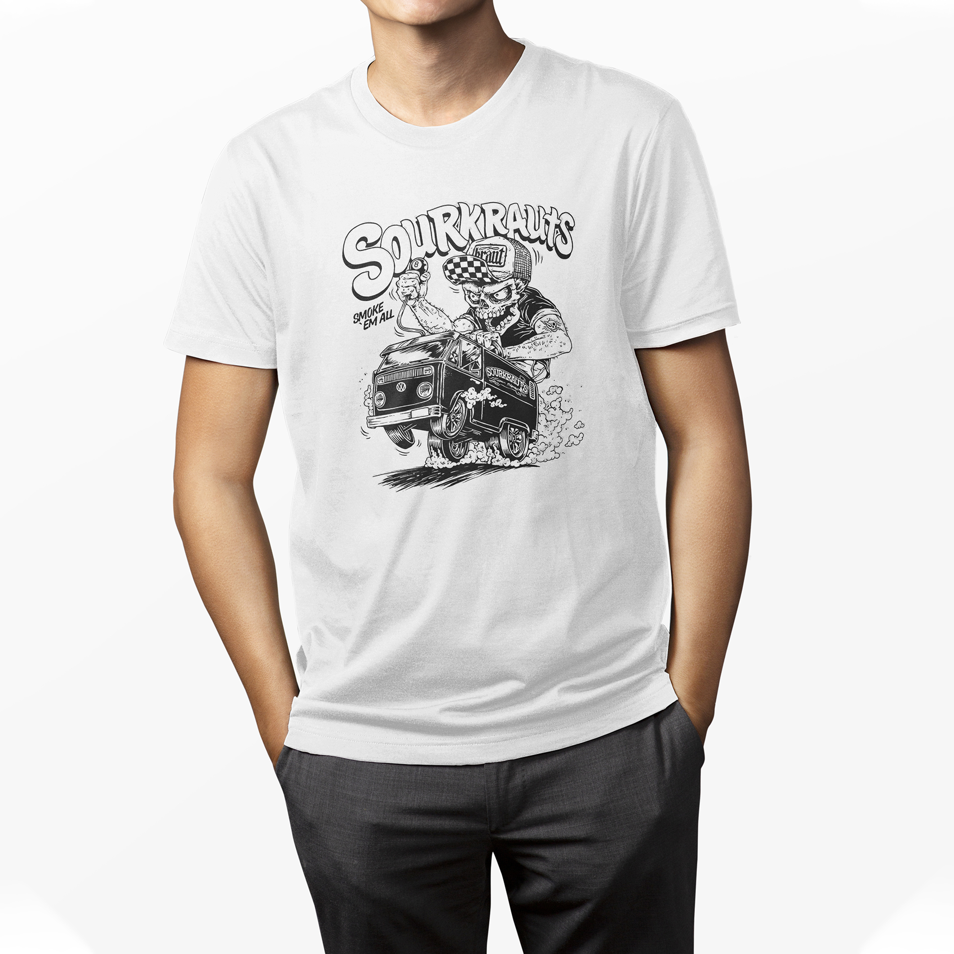 Playera Casual Blanca para Hombre Volkswagen en Estilo Urbano