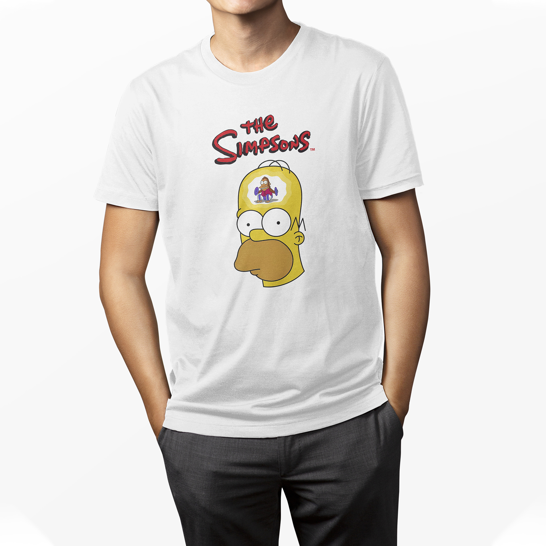 Playera Blanca para Hombre The Simpsons Homero