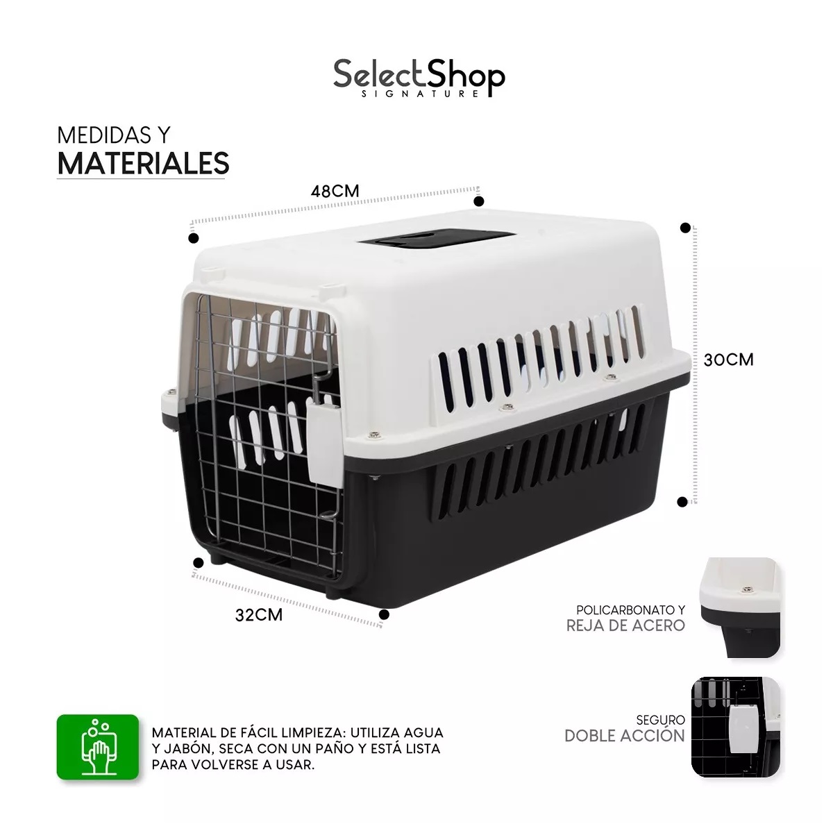 Jaula Transportadora Mascotas Caja Viaje Gato Perro Color Negro