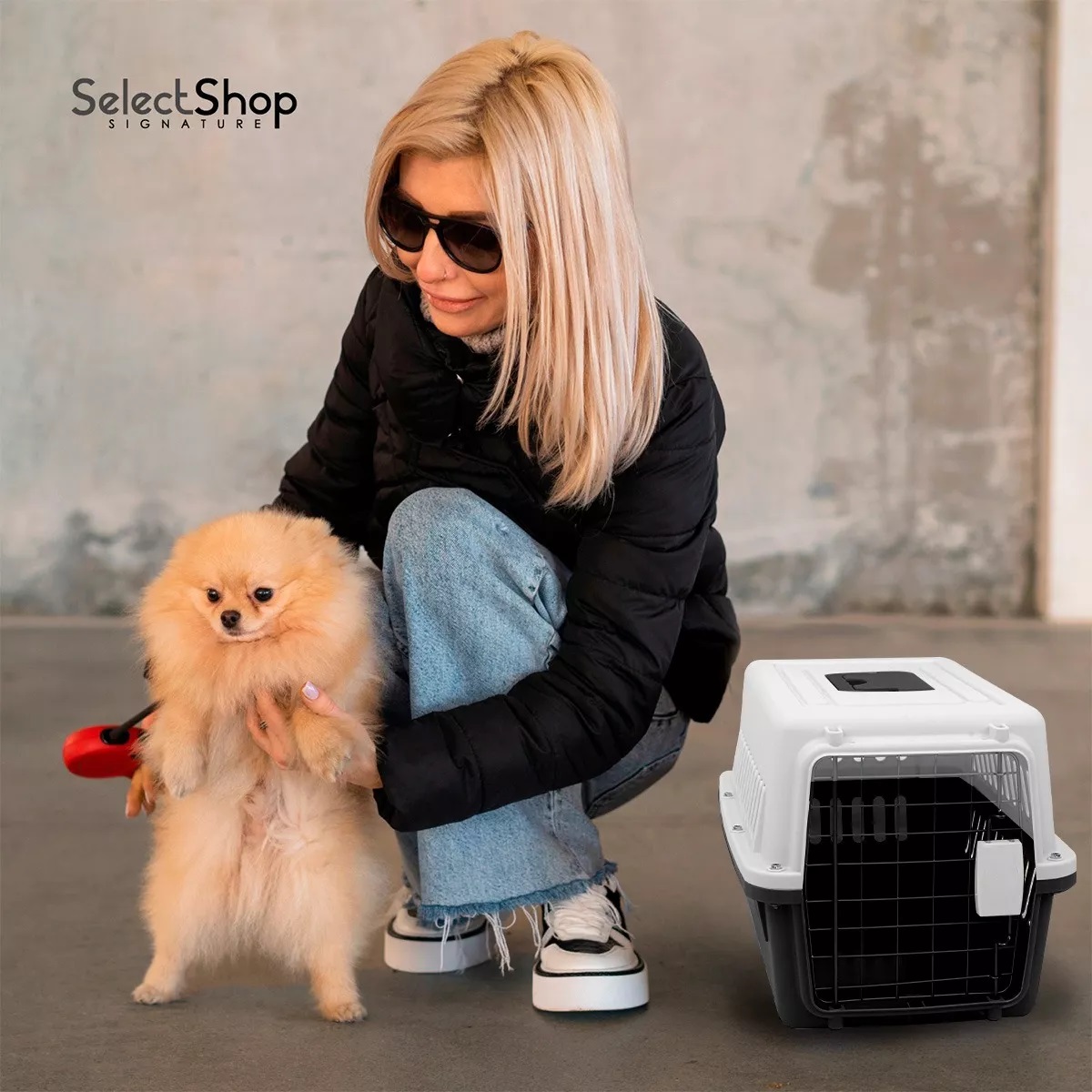 Jaula Transportadora Mascotas Caja Viaje Gato Perro Color Negro