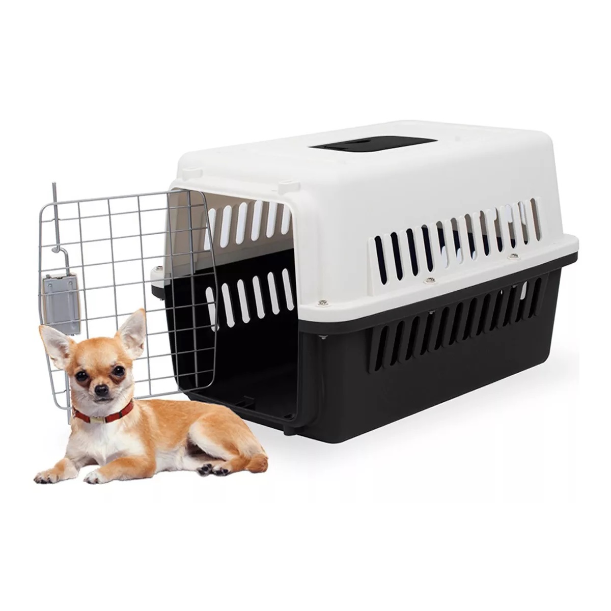 Jaula Transportadora Mascotas Caja Viaje Gato Perro Color Negro