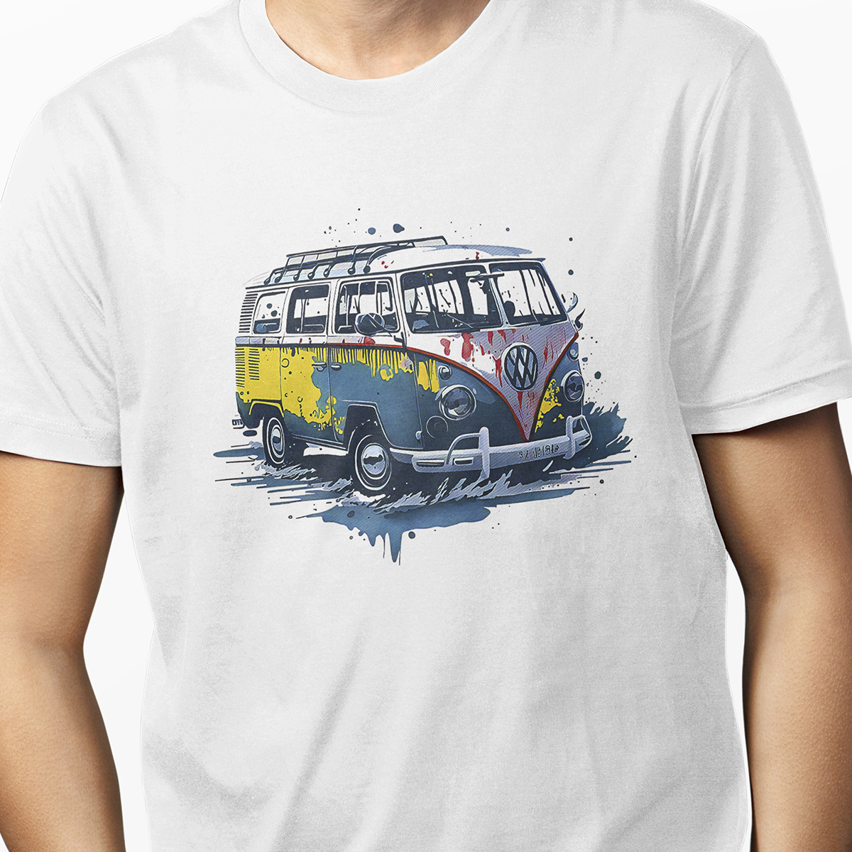 Playera Casual Blanca Autos Clásico para Caballeros