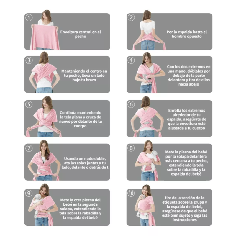 Fular Para Porteo Ergonómica Rebozo Portabebé Elastico Bebé.