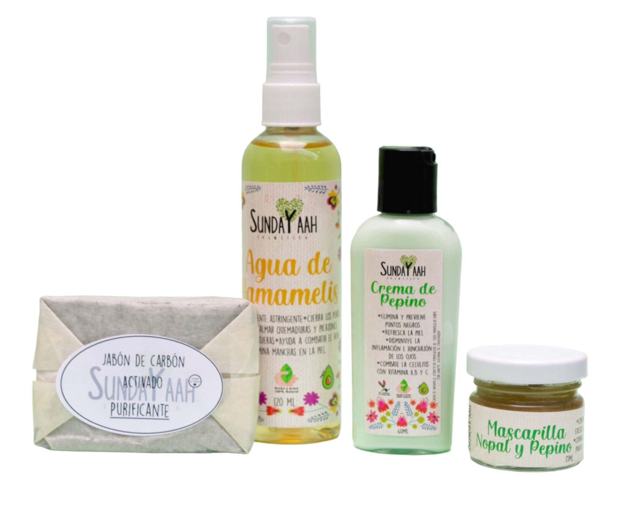 Set Cuidado Facial Skincare Para Piel Grasa Artesanal 4 Pzas