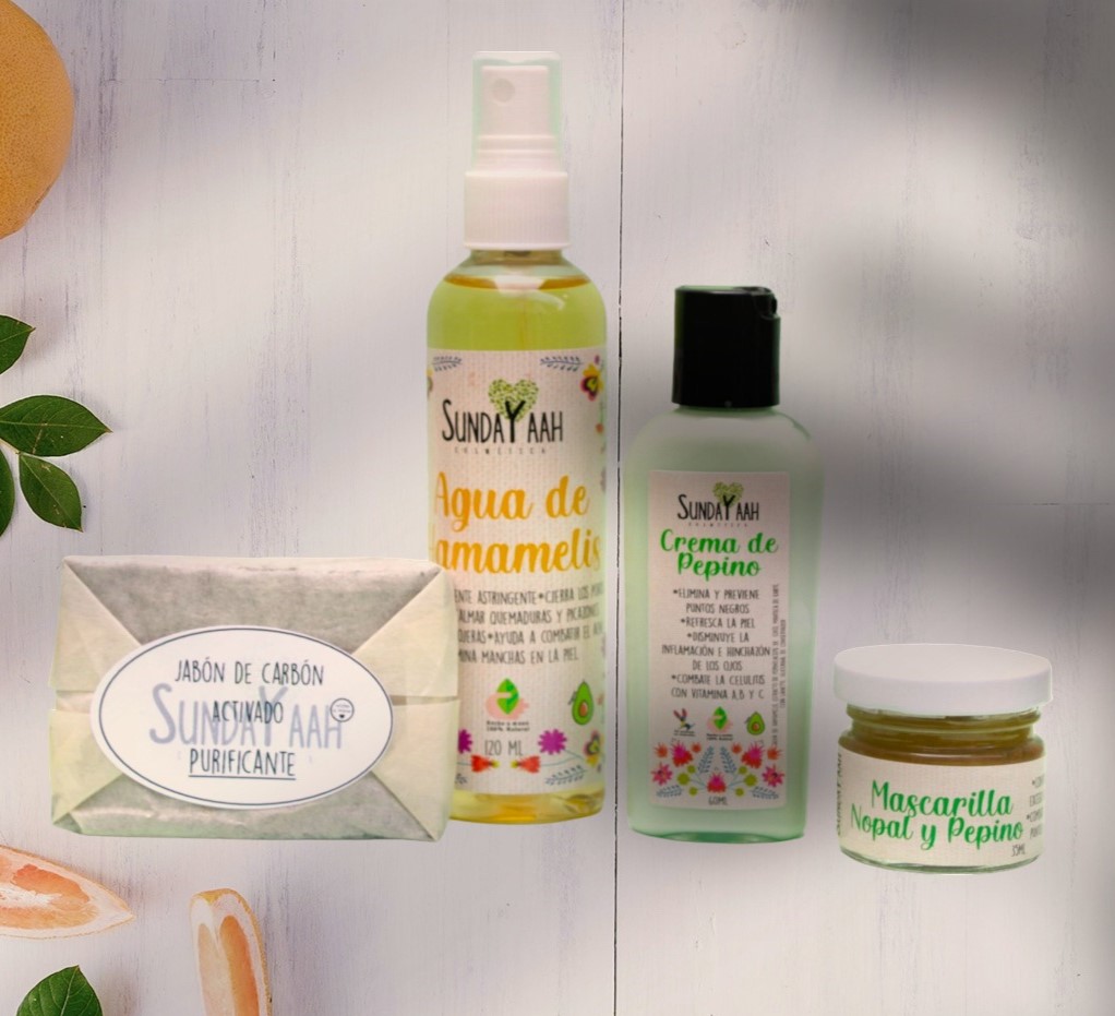 Set Cuidado Facial Skincare Para Piel Grasa Artesanal 4 Pzas