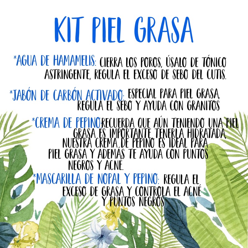 Set Cuidado Facial Skincare Para Piel Grasa Artesanal 4 Pzas