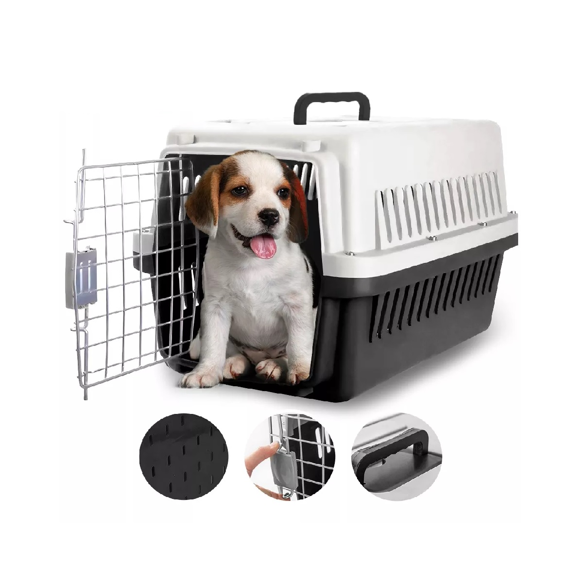 Jaula Transportadora Portatil Perro Gato Conejo Mascota Negro