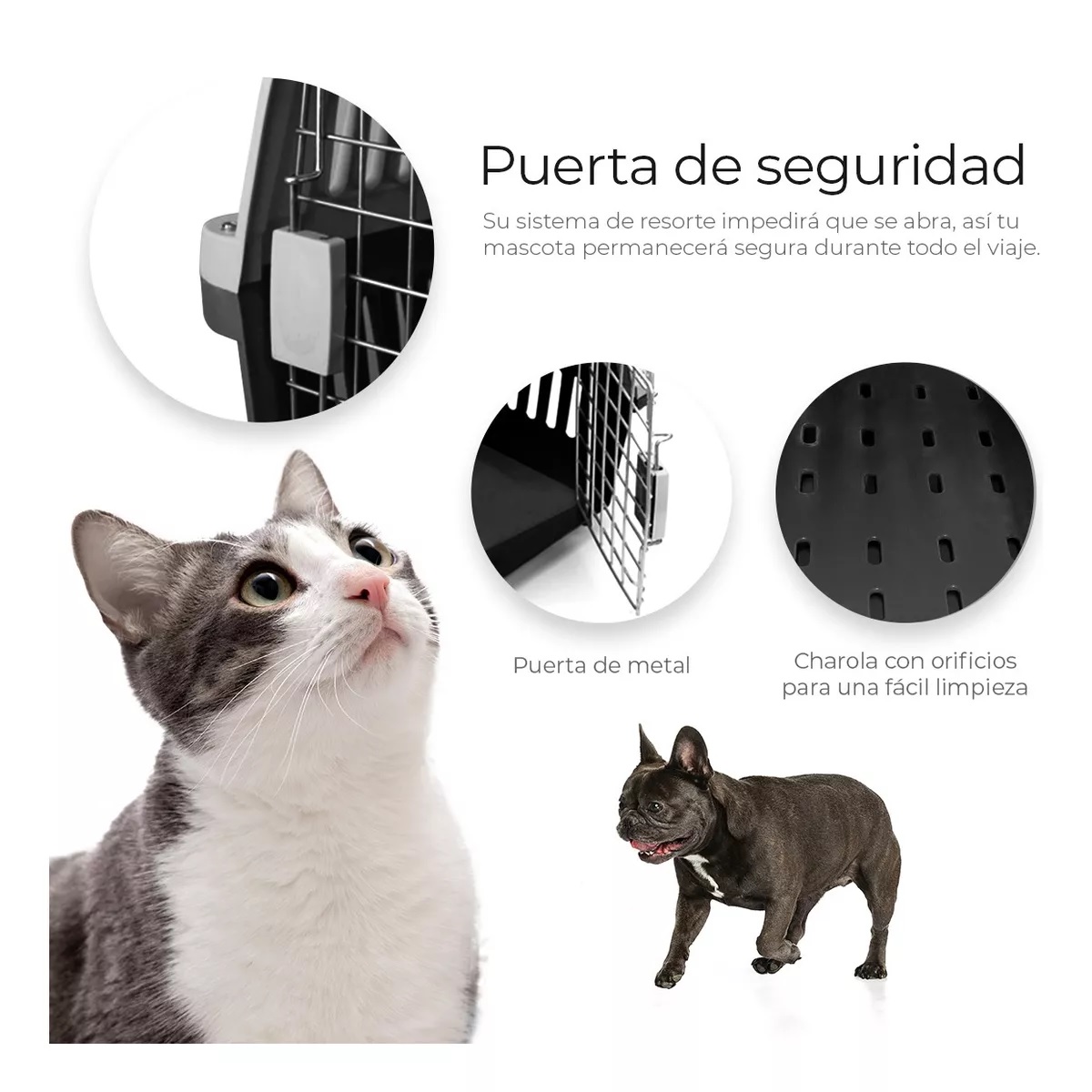 Jaula Transportadora Portatil Perro Gato Conejo Mascota Negro