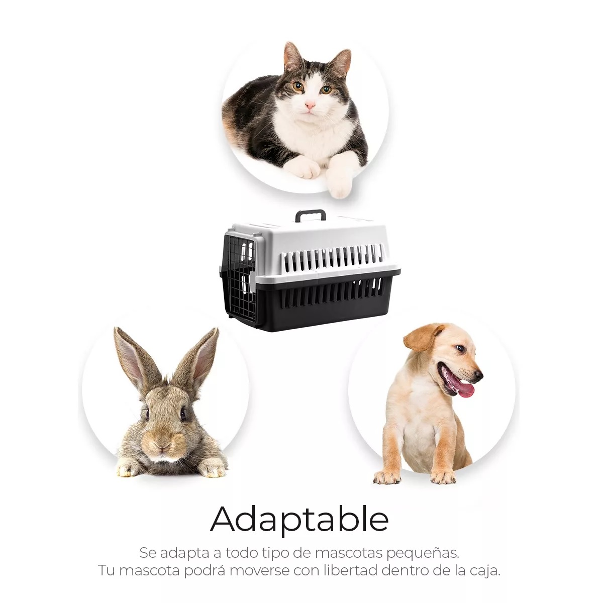 Jaula Transportadora Portatil Perro Gato Conejo Mascota Negro