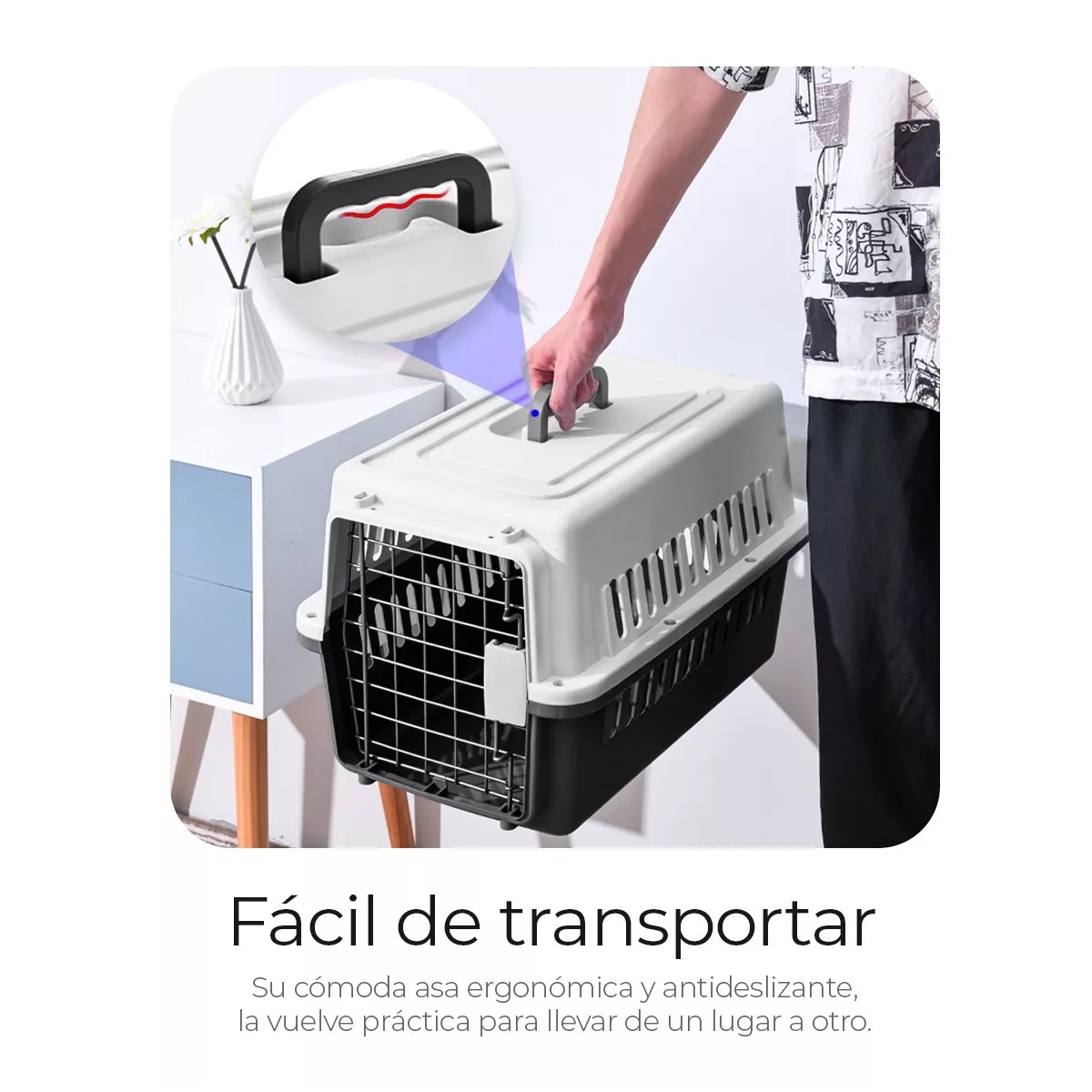 Jaula Transportadora Portatil Perro Gato Conejo Mascota Negro
