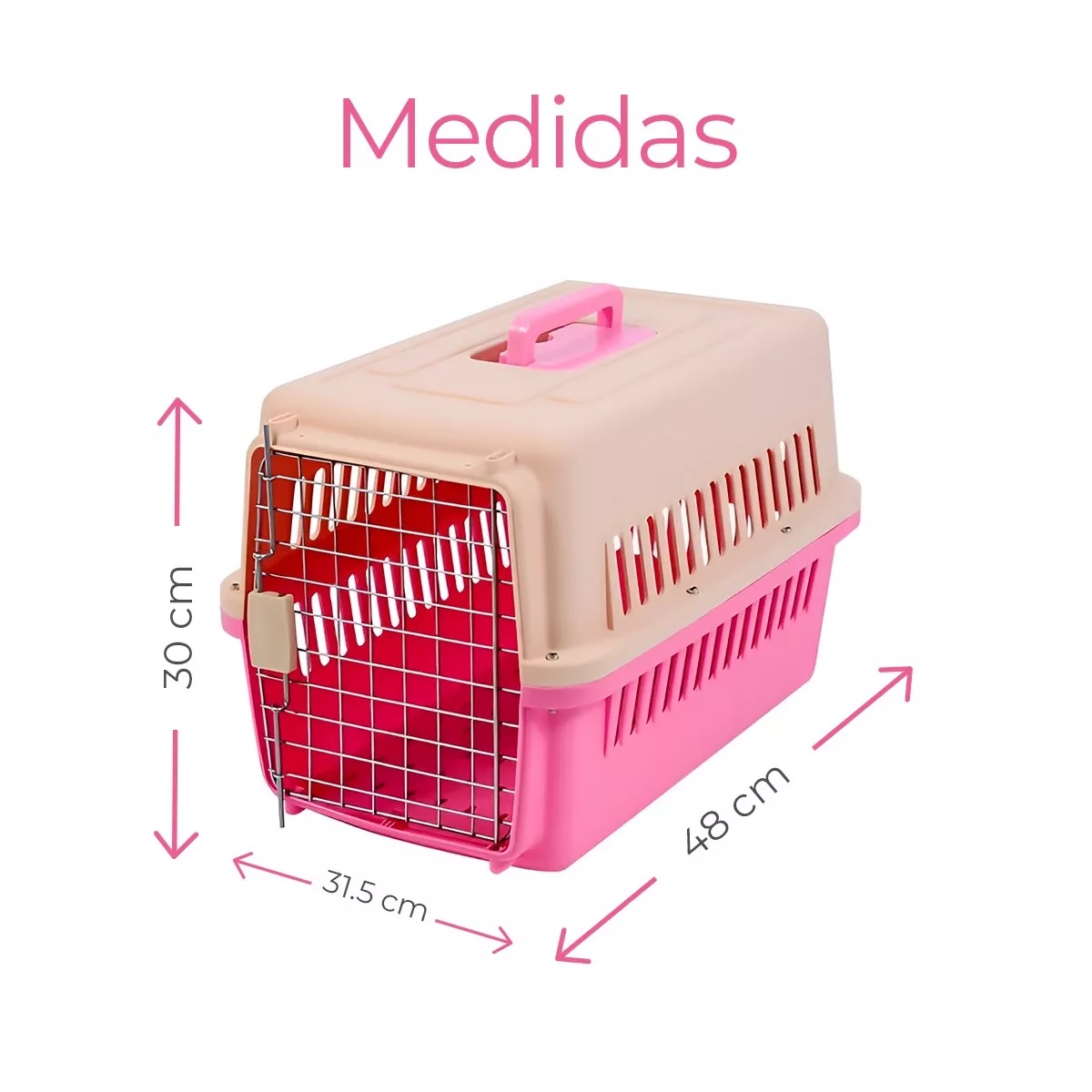 Jaula Transportadora Portatil Perro Gato Conejo Mascota Rosa