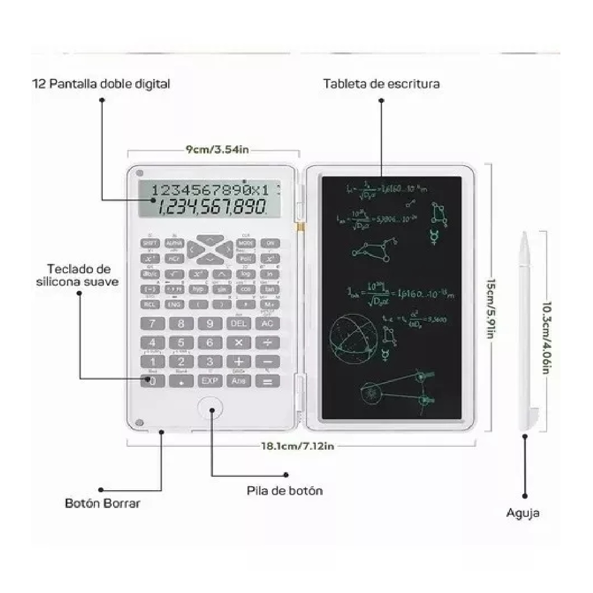 Calculadora Científica C/tablet Inteligente Y 240 Funciones Blanco