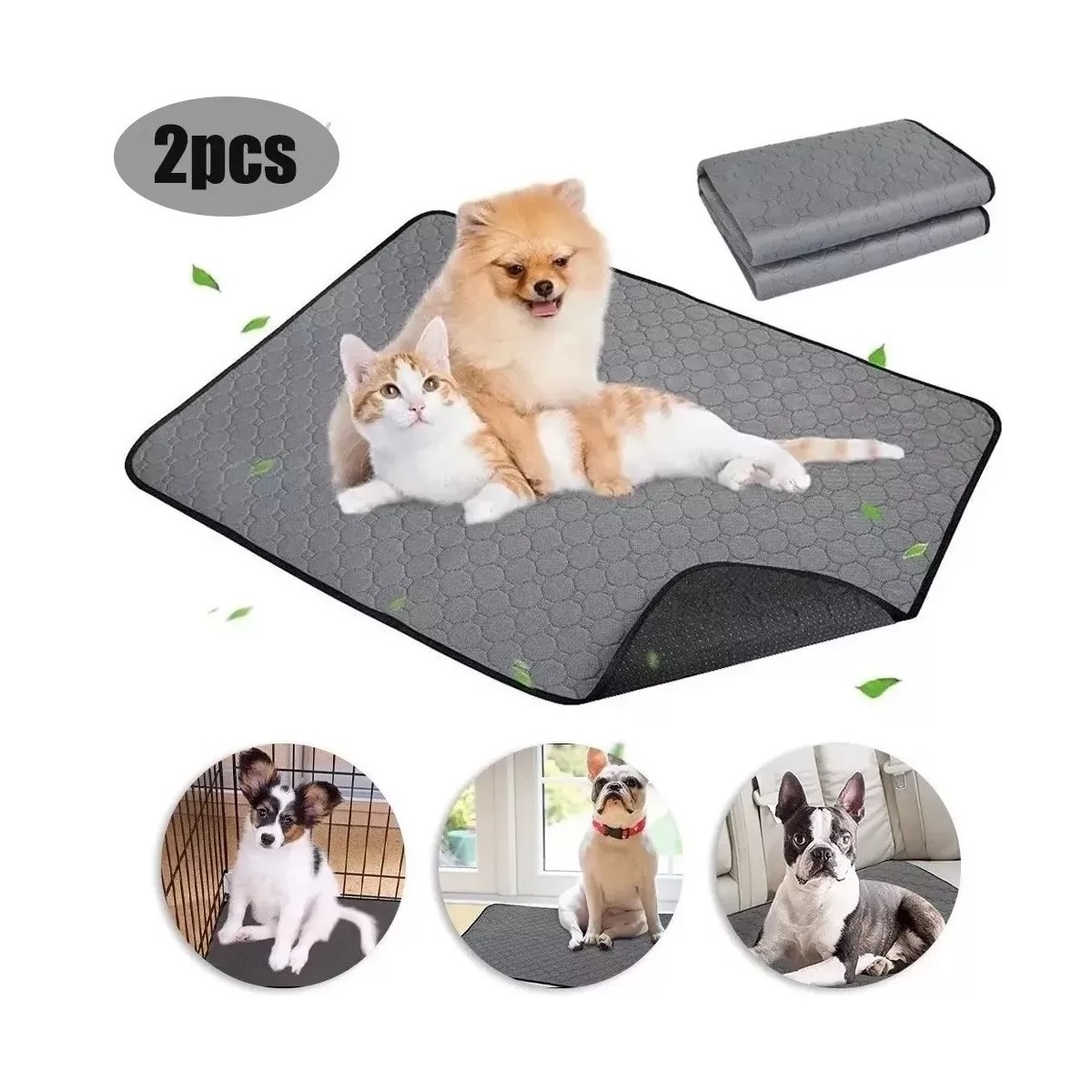 Par Almohadillas Lavables Para Pipí De Perro, Alfombrillas Antid