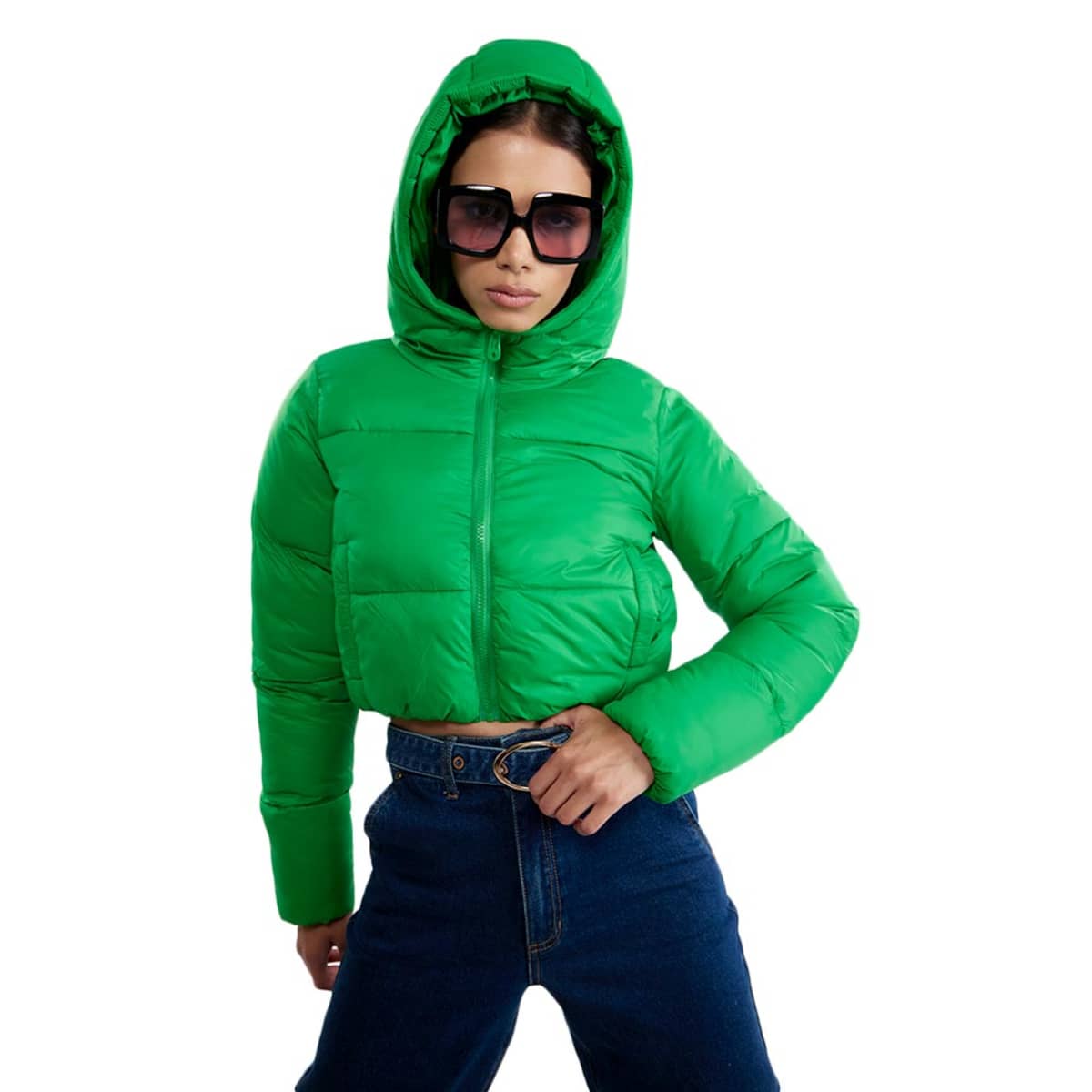 Chamarra verde corta de material sintético marca Holly Land, mod. 1088688