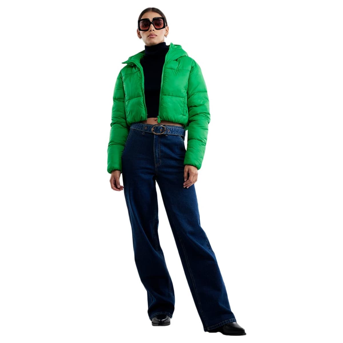 Chamarra verde corta de material sintético marca Holly Land, mod. 1088688