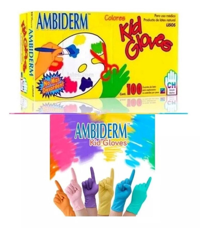 Guantes Kids Gloves Colorfull Chico Caja Con 100 Surtido