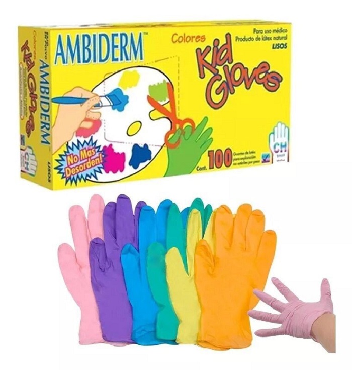 Guantes Kids Gloves Colorfull Chico Caja Con 100 Surtido