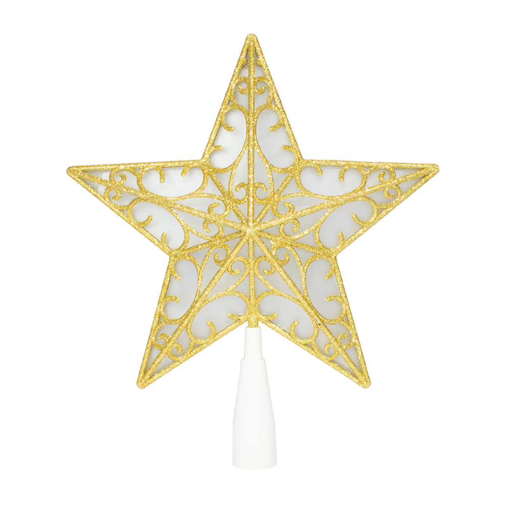 Estrella Dorada Punta Arbol Navideño Luz Led Multicolor 23cm