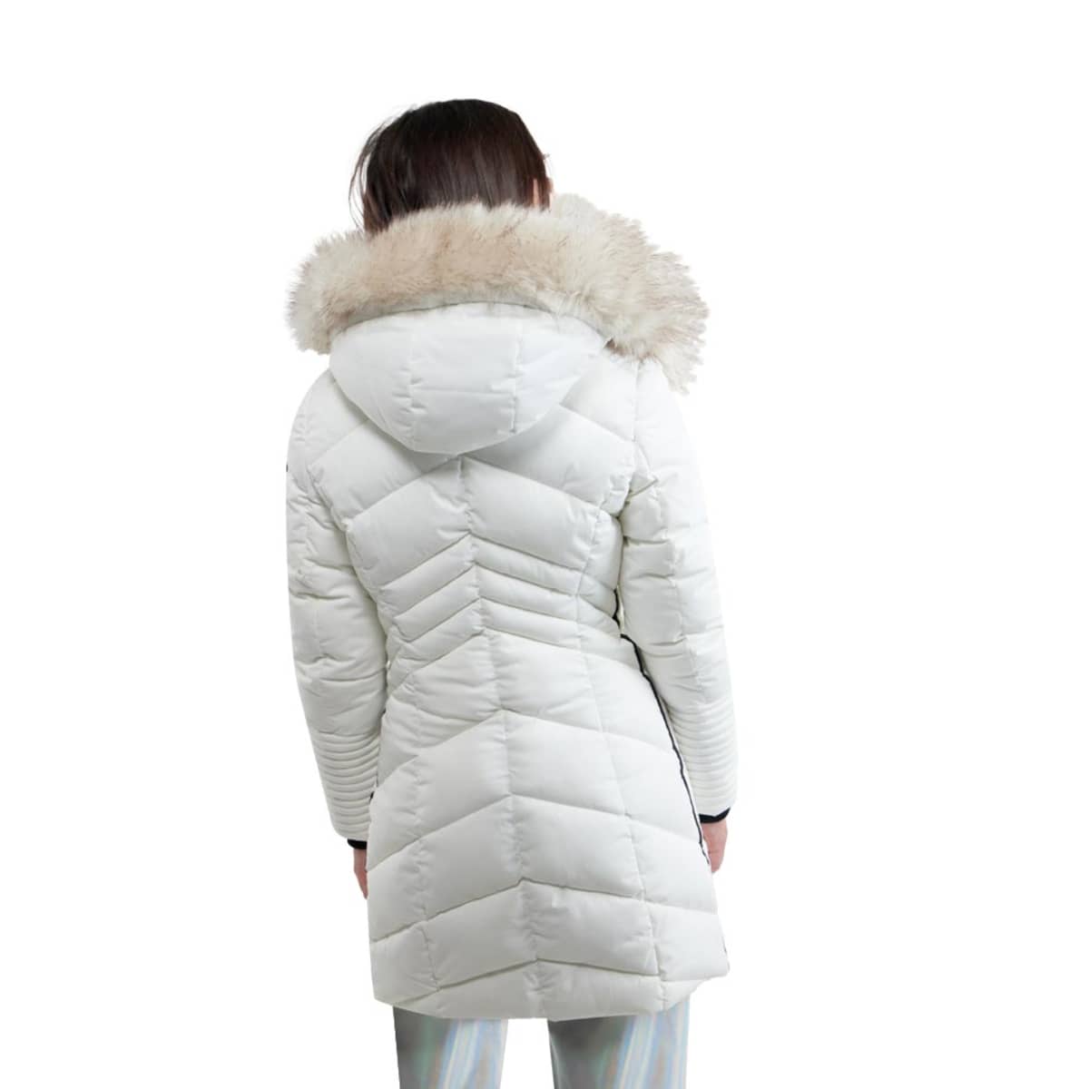 Chamarra blanca capitonada larga para mujer, marca Holly Land, mod. 1098156