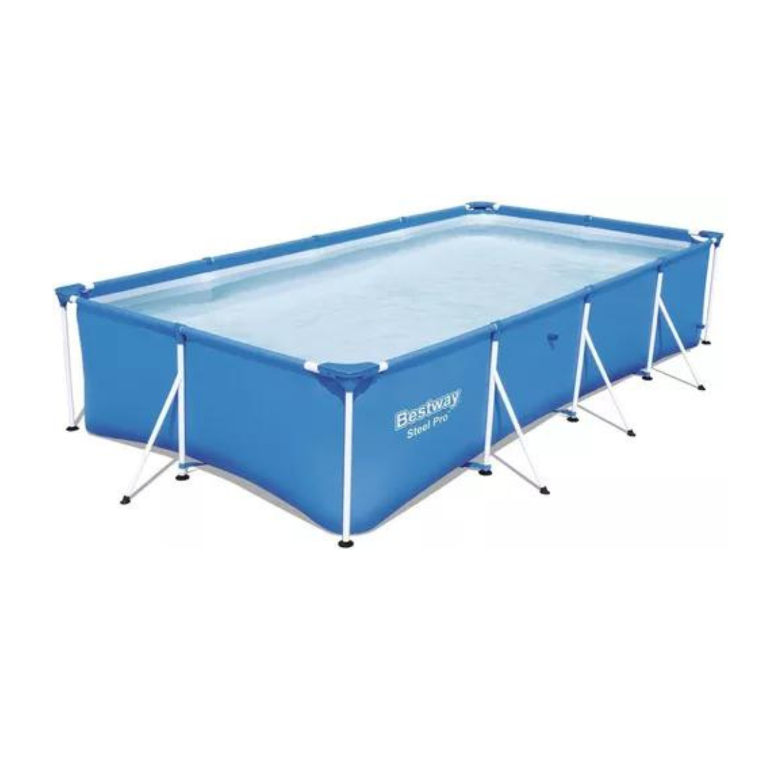 Alberca estructural rectangular Bestway 15606 con capacidad de 7140 litros de 4.5m de largo x 220cm de ancho azul diseño mosaico