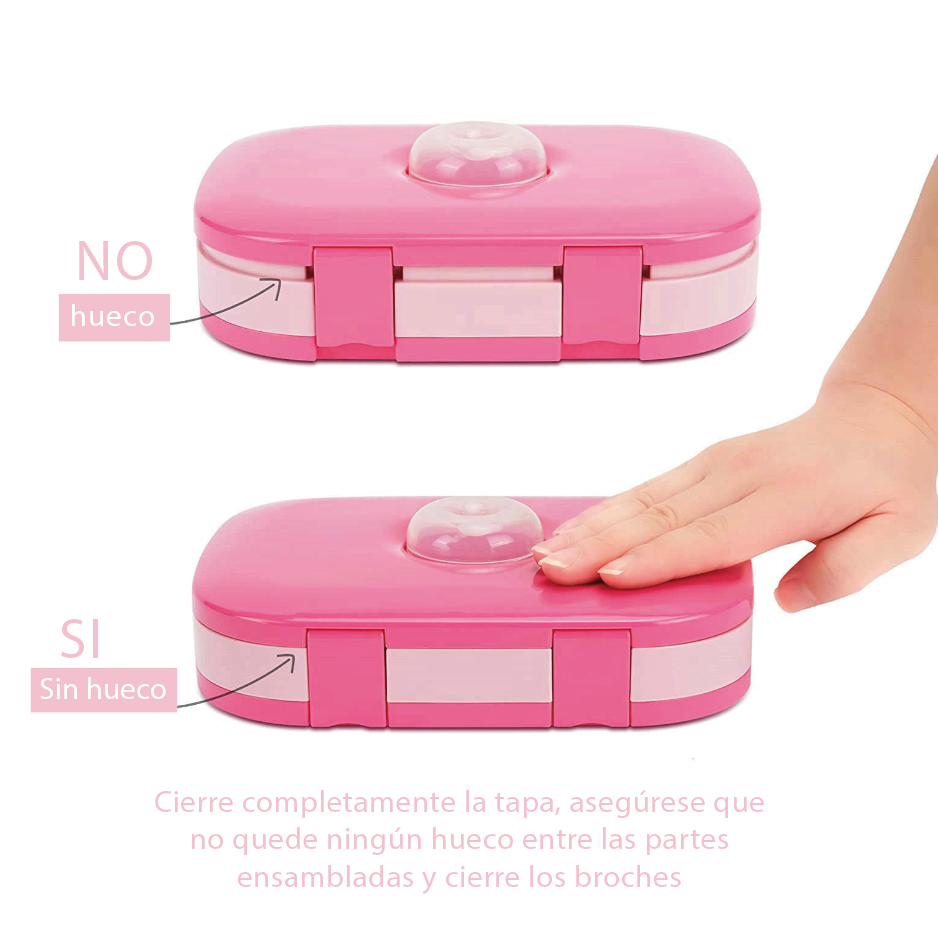 Lonchera para niños tipo bento 5 divisiones, sellado hermético, libre de fugas y derrames, cubiertos incluidos BPA FREE.