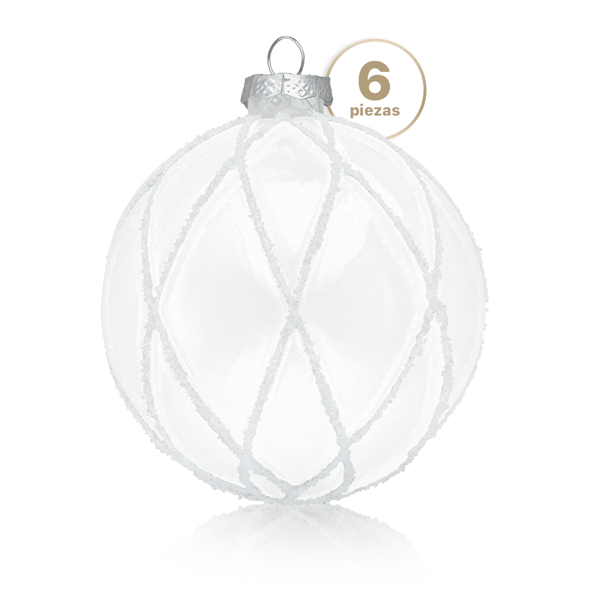 Set con 6 Esferas de Cristal Decoración Navideña 10 cm para Árbol de Navidad (Arlequin) ESQUIMAL